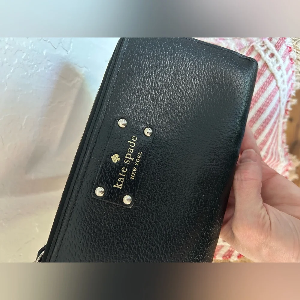 kate spade Black Pebbled Leather Wristlet